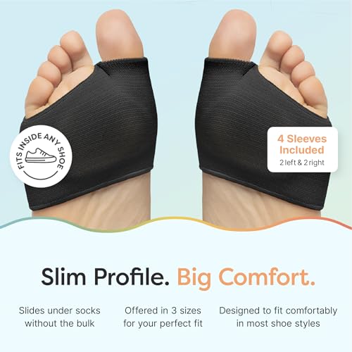 Image of ZenToes Metatarsal Pads for Women, Ball of Foot Gel Cushion Sleeve, Large | For Morton's Neuroma, metatarsalgia & sesamoiditis. Fabric foot pads cushion the ball of foot. Fits sneakers & most shoes