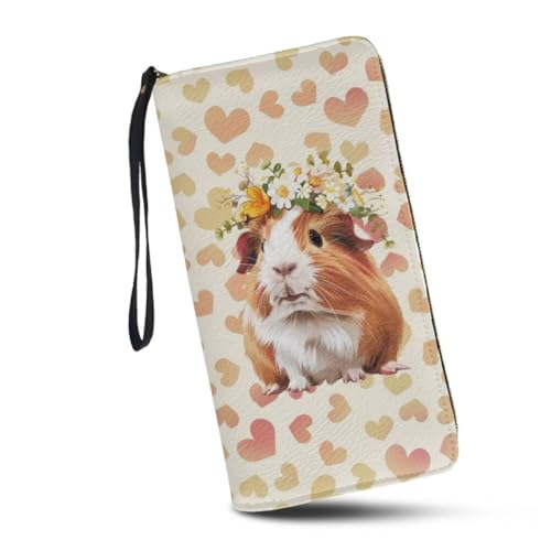 Cute Guinea Pig Wallets for Women Zipper Around Leather Long Purse Credit Cards Holder Clutch Handbag