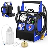 Electric Brake Bleeder Kit 110V Brake Fluid Exchanger Machine 0.7~2.5 Bar Vacuum Brake Pressure Bleeder One Person Pneumatic Fluid Extractor Tool with 52mm Master Cylinder Adapter&1L Waste Oil Bottle