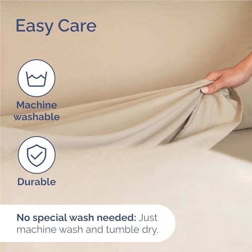 Image of Full 6 Piece Bed Sheet Set - Comfy, Breathable & Cooling Sheets - Cream