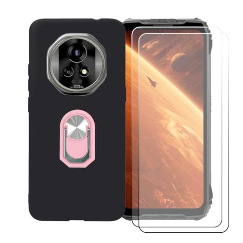 CongJiaLingXi �P�[�X �K�p �� Blackview Xplore 2 (6.73") �����O�T�|�[�g+ [2�p�b�N]�����K���X�X�N���[���v���e�N�^�[�A�_��ȃV���R�[���V�F���o���p�[TPU�ی�J�o�[�������,�s���N