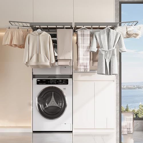 Extendable Pull-Out Pants Rack, Wall-Mounted Trouser Drawer, Adjustable Space-Saving Drying Rack (58x61-66cm) for Efficient Closet Organization