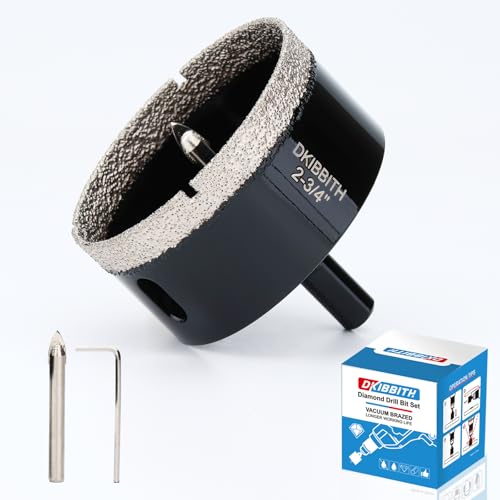 2-3/4' Diamond Hole-Saw Bits with Pilot Drill Bit, 2-3/4 in Diamond Tipped Tile Hole Saws with Guiding Bit for Accurate Drilling, for Porcelain Tile Ceramic Pottery Granite Stone Glass Bottles 70mm
