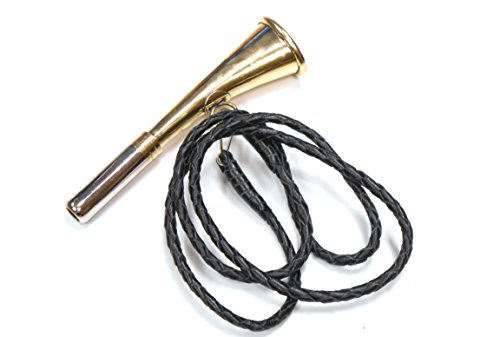 Corneta de calidad, corneta de caza, corneta de soplo Con trenzado a base de cuero auténtico, Small