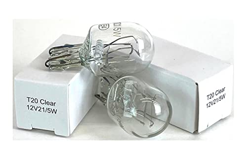 INION 2x Stück Autolampen T20 12V W21/5W W3x16q CLEAR/TRANSPARENT Glassockel Halogen Lampe KFZ Beleuchtung