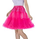 CHERRY LOVE 18inch Petticoat Mid-Thigh Underskirt Princess Puffy Mini Skirt (, s, m, Hot Pink)