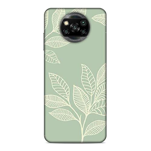 Image of Printed Mobile Back Hard Case Cover for Xiaomi Poco X3 | Leaves, Sketch, White Leaves A-2192