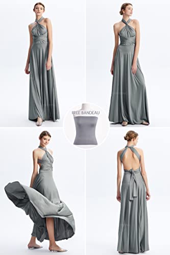 Image of Multi-Way Wrap Infinity Maxi Dress for Bridesmaids & Wedding Guest | 31 Colors for All Wedding Themes, One Size & Plus, 1 Dress for Any Events, Evening, Prom, Gala, Non-See-Through, Wrinkle-Free