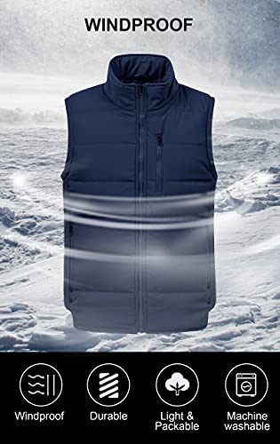 Chrisuno Men's Lightweight Puffer Breathable Winter Outdoor Vest Insulated Jacket Navy Xl #TOP2
