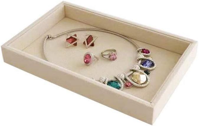 Svea Display Beautiful Light Beige Jewelry Collection Storage Tray Premium Quality Stackable Rearrangeable Organizer Open Grid Drawer Inserts Closet Organization Divider
