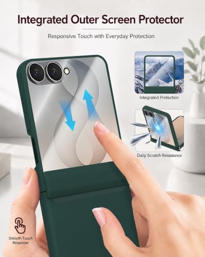 Image of STORMTAL for Samsung Galaxy Z Flip 8 Case, Hinge Protection, Built-in Screen Protector, Wireless Charging, Shockproof, Slim Rugged Phone Protective Case for Galaxy Z Flip 8 Green