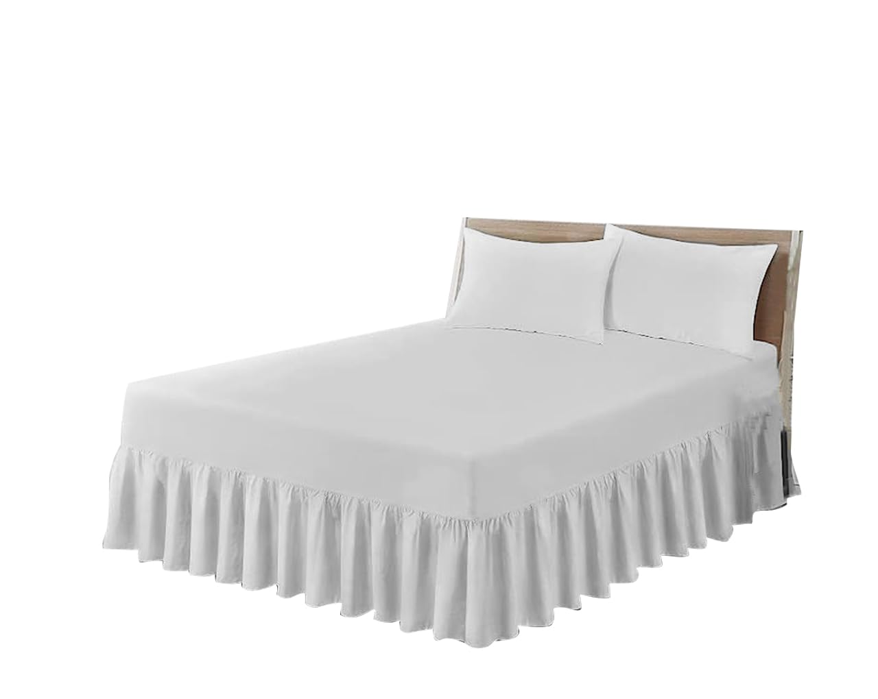 Home Ace White Easy Iron King Size Valance Sheet Polycotton Fitted Valance Sheets, Fitted Valance Sheet Kingsize Bed, Poly Cotton King Size Bed Valance Sheet
