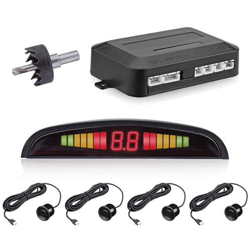Vibhgtf Capteur de stationnement Garage | Radar de Sauvegarde pour Voiture avec 4 capteurs de stationnement Détection de Distance, buzzer pour aides de Garage...
