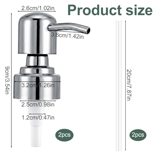 2 Stück Seifenspender Pumpkopf, Edelstahl Seifenspender Ersatzpumpe (25mm-32mm) Gewinde für Standardflaschen Handseife und Lotion
