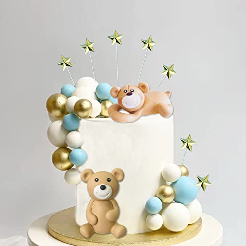 3D Bear Balls Cake Toppers For Birthday Baby Shower Party Decorations (Blue Ball) #TOP3