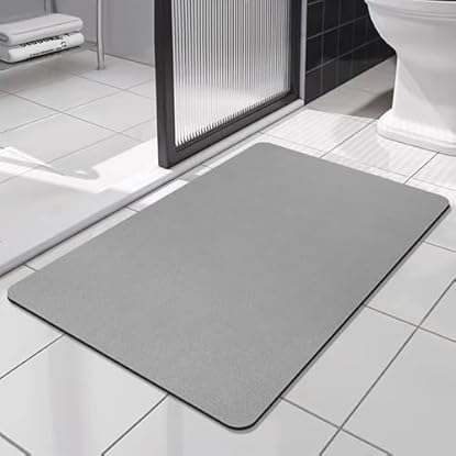 Foto di SOLIC Tappetino da Bagno Assorbenti, Tappeto Bagno Antiscivolo, Antiscivolo Lavabile Morbido in Microfibra Tappeto da ad Asciugatura Rapida Tappetino per Doccia e Ingresso (Grigio, 40x60cm)