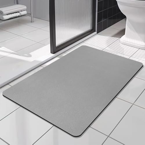 SOLIC Tappetino da Bagno Assorbenti, Tappeto Bagno Antiscivolo, Antiscivolo Lavabile Morbido in Microfibra Tappeto da ad Asciugatura Rapida Tappetino per Doccia e Ingresso (Grigio, 40x60cm)