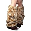 Deer Print Leg Warmers for Women, Y2k Brown and Grey Leg Warmers Fur, Cozy Winter Legs Warmer and Head Wrap Set(Brown Leg)