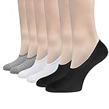 No Show Socks Women 6 Pack of Women's Casual Cotton Thin Low Cut Socks Non Slip Flat Boat Line with Silicone Grips and Breathable Mesh