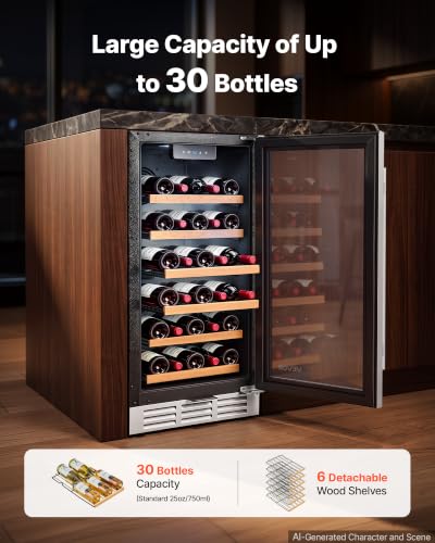 Image of VEVOR 15 inch Wine Fridge 30-Bottle Wine Cooler Refrigerator for Home Bar