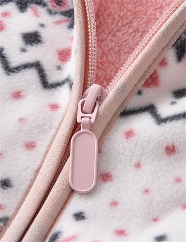 Image of Kids Printed Fleece Jacket Sherpa Lined Lightweight Zip | Toddler Baby Boys Girls Autumn Winter Warm Outerwear Soft Polar Fleece Car Seat Friendly Zip Up Coat