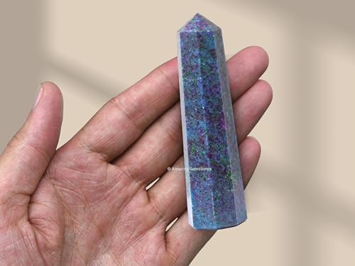 Image of Amazing Gemstone Ruby Kyanite Crystal Towers - Natural Healing Crystal Point Obelisk for Reiki Healing and Crystal Grid (3 inch to 4 inch INCH)