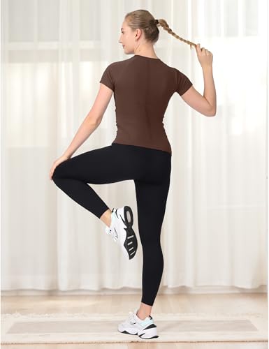 Image of MathCat Seamless Workout Tops for Women Short Sleeve Yoga Running Shirts,Breathable Athletic Compression Shirt Women XS-XL