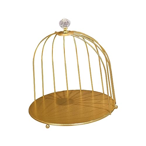 Milageto Cosmetics Iron Storage Rack Birds Cage Dresser Organizer Nordic Jewelry Perfume Lipstick Bathroom Makeup Holder Cake Stand for Bathroom, gold 1 tier