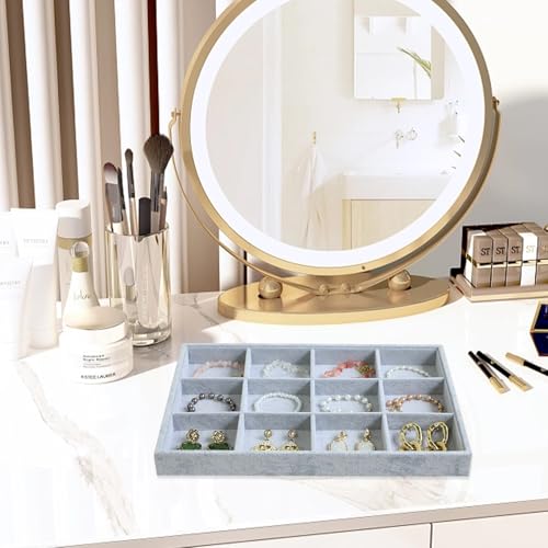 Image of Wudygirl Velvet Stackable 12 Grid Jewelry Tray Display Jewelry Organizer Storage Rings Earrings Watch Necklace Bracelet Cufflinks Holder Showcase(12 Grid)