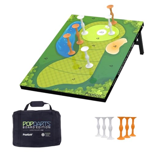 Popgolf Board Edition Set - Popdarts Backyard, Indoor And Outdoor Game - Great Cornhole Alternative - Includes 1 All-Weather Board, Exclusive Popgolf Darts, Travel Case, And Score Keeper