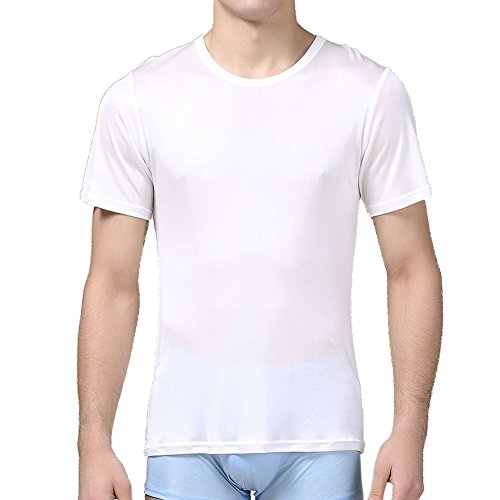 Paradise Silk Pure Silk Knit Mens Round Neck Short Sleeves Solid US S M L