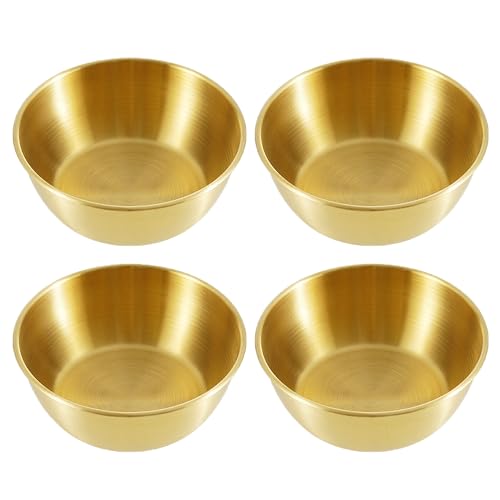 duoyif Cuencos de Aperitivo 12cm 4 piezas Dorado, Cuencos para Salsas de Acero Inoxidable, Cuenco de Servicio, Cuenco Redondo Pequeño para Salsas Aperitivos Snacks Especias Sushi (Oro, 12x4cm)