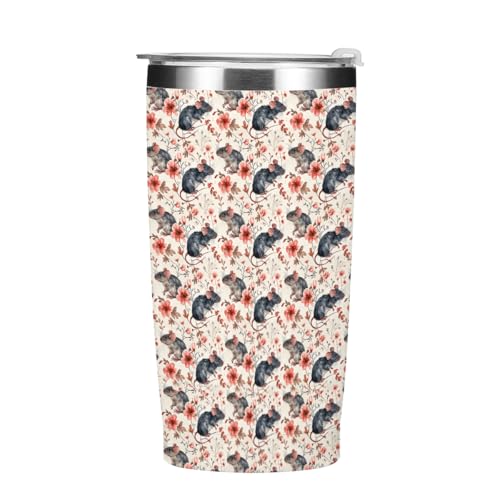 Cute Rat Tumbler, Funny Rat Loves Gifts, 20 oz Stainless Steel Coffee Mug，Travel Cup，Insulated Cup with Lid for Car, Animal Lovers Gifts for Women Boy Girls Sister Friend Christmas Birthday