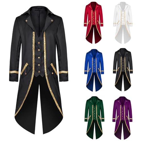 Cambkatl Men's Vintage Gothic Medieval Steampunk Tuxedo Long Tailcoat Jacket Embroidery Victorian Prince Uniform Frock Coat2