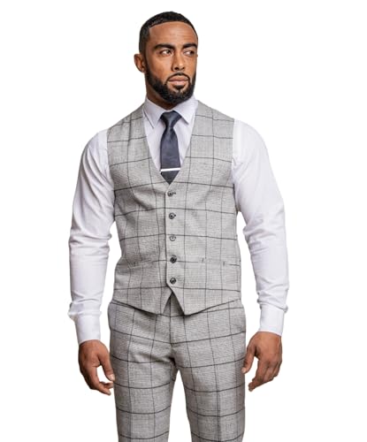 Ensemble 3 pièces en tweed gris clair pour homme veste gilet et pantalon