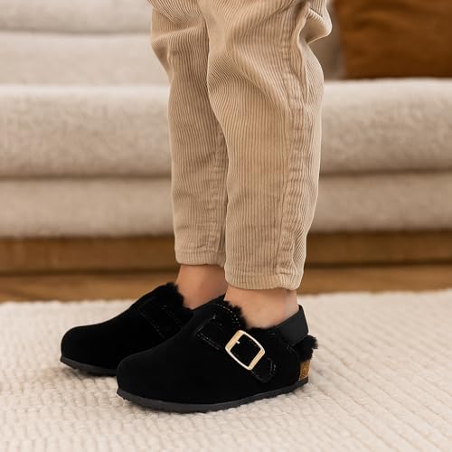 Image of Project Cloud Kids Clogs 100% Genuine Leather with Natural Cork Footbed & Memory Foam Insole Arch Support - Non-Slip Clogs for Kids - Slippers Sandals for Boys & Girls Footwear