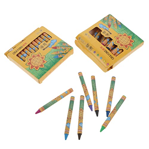 KONTONTY 48Pcs Color Crayon Boxed Packs of Assorted Crayons for School Art Lessons Birthday Comfortable Grip Non Messy for Home and Classroom Use