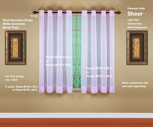 Image of Today's Curtain, Emelia Grommet Sheer Panel 63 inch Lilac, 59 inch W x 63 inch L