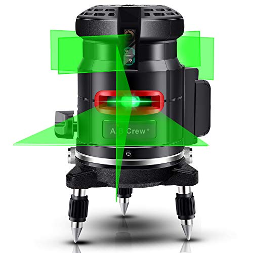 A.B Crew 360Â°Self Leveling Laser Level Green Beam 5 Lines 6 Points Laser Level Horizontal/Vertical Cross Line Straight/Tilt Line Rechargeable Dust Proof Rubber Touch Keypad Rotary Base