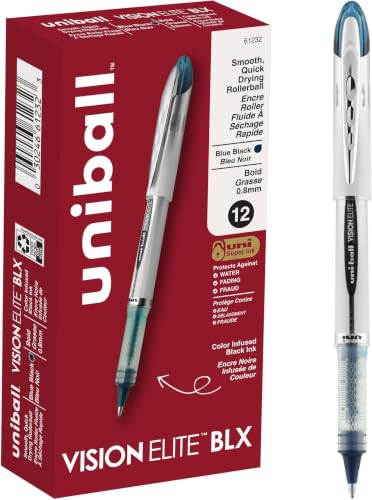 Image of uniball Vision Elite BLX Rollerball Pens, Bold Point (0.8mm), Blue BLX Ink, 144 Pack