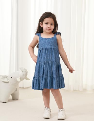 Girls Sleeveless Dress Casual Summer Dresses Swing Kids Toddlers Viscose from Bamboo Sundress Cute Dress 2-5T4