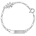 In Season Jewelry Plata Fina 925 Brazalete de identificación de osito de peluche de 5" para bebés y niñas pequeñas - Brazaletes de identificación con etiqueta de nombre para niñas pequeñas