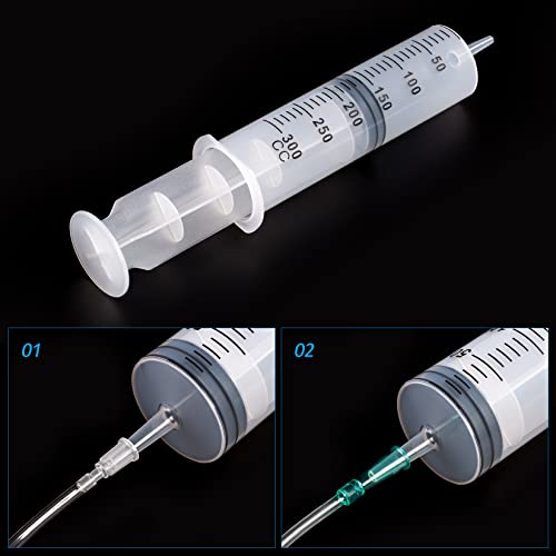 Image of 300ml /cc Syringes with Tube 40 Inch Handy Plastic Tubing and Adapter Tip