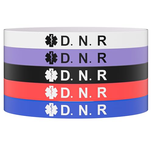 Pmormyy 5PCS Medical Alert Bracelet for Women Men Medical Alert ID Silicone Wristband for D.N.R 8in