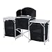 Outsunny 6' Aluminum Portable Fold-Up Camping Kitchen with Windscreen and 5 Enclosed Cupboards