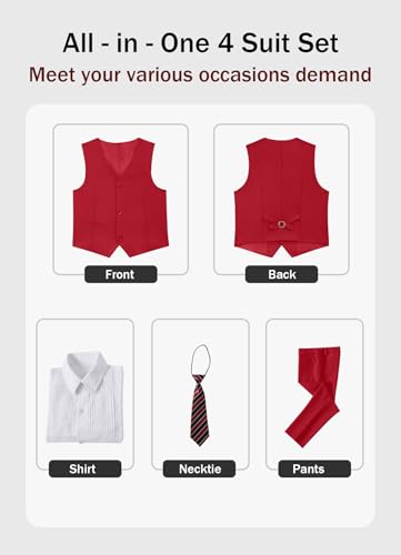 Image of YuanLu Boys Suit Dress Clothes Ring Bearer Outfit Homecoming Dresses Boy Vest and Pants Set for Kids Wedding Tuxedo Suits