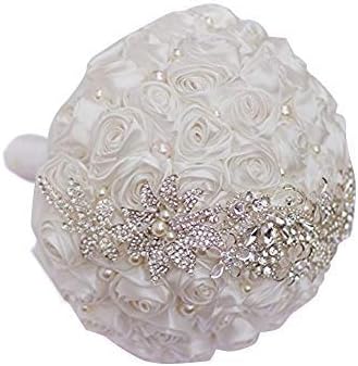 Bride Holding Flowers, Romantic Wedding Colorful Rose Bride 's Bouquet,Purple Pink Bridal Bouquets (White) - Image 7