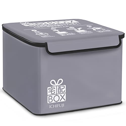 ICHIFUJI 宅配ボックス 折りたたみ 戸建て マンション 個人宅 印鑑ポケット 盗難防止 75リットル (グレージュ)
