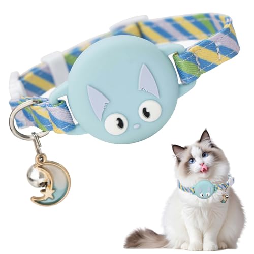 Collar de gato con accesorio compatible con Airtag Apple,reflectante y luminoso GPS con anti estrangulamiento, ajustable, GPS Airtag no incluido