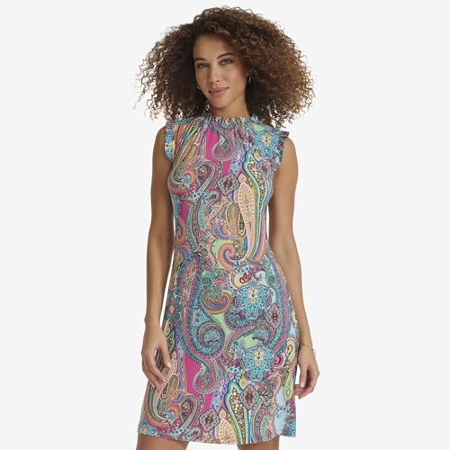 Image of Tommy Hilfiger Women's Sleeveless Ruffle Neck Jersey Dress